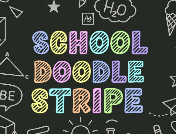 School Doodle Stripe